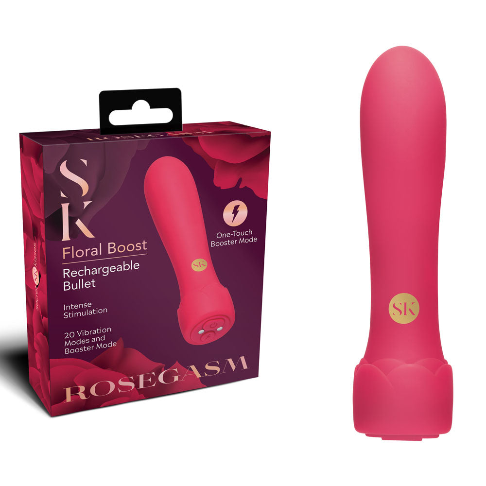 Secret Kisses ROSEGASM Floral Boost Bullet - Red 10.8 cm USB Rechargeable Bullet