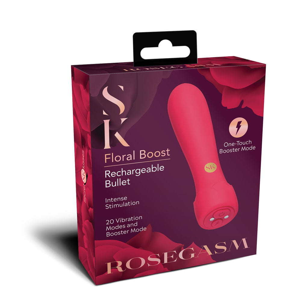 Secret Kisses ROSEGASM Floral Boost Bullet - Red 10.8 cm USB Rechargeable Bullet