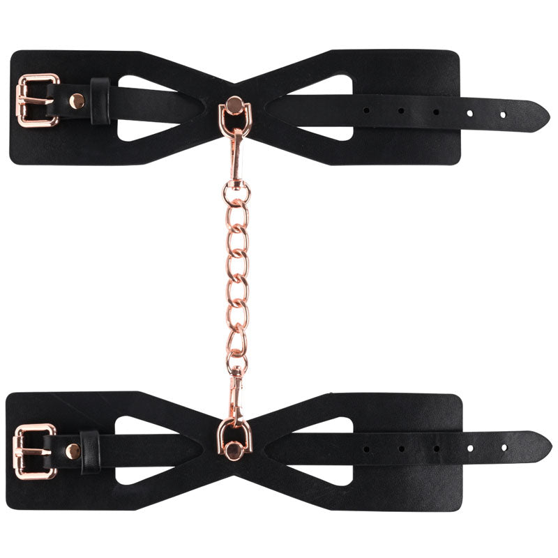Sex & Mischief Brat Handcuffs - Black/Rose Gold Restraints