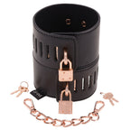 Sex & Mischief Brat Locking Cuffs - Black/Rose Gold Hand Cuffs