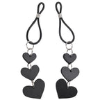 Sex & Mischief Heart Nipple Ties - Black Nipple Restraints - Set of 2