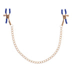 Sex & Mischief Cougar Chained Nipple Clamps - Gold Nipple Clamps with Cougar Chain