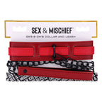 S&M Exs & Ohs Collar and Leash - Red Neck Restraint