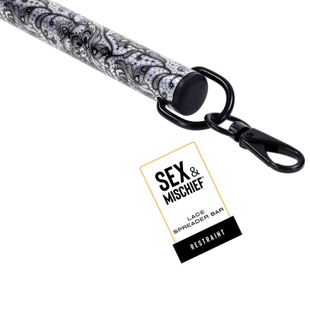 Sex & Mischief Lace Spreader Bar - Aluminium Restraint Bar