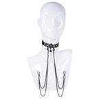 Sex & Mischief Lace Collar with Nipple Ties - Black Neck and Nipple Restraints
