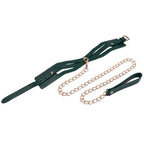 Sex & Mischief Indica Cutout Collar and Leash - Green/Gold Restraint