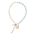 Sex & Mischief Indica Crystal Day Collar - Gold/Emerald Lockable Collar