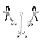 S&M Shadow Bell Nipple and Clit Jewelry - Metal Nipple Clamps and Clitoris Clamp